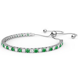 Eternity Emerald CZ Rhodium plated Silver Fiji Friendship Tennis Bracelet