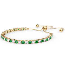 Eternity Emerald CZ 18ct Gold plated Silver Fiji Friendship Tennis Bracelet