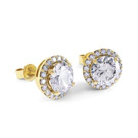 Eternity 2ct White Sapphire Halo 18ct Gold Vermeil Stud Earrings