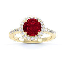 Eternity 1ct Ruby Moissanite Halo 9ct Gold Promise Ring