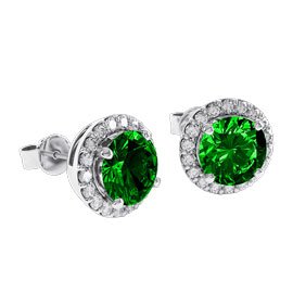 Halo 2ct Chrome Diopside 18ct White Gold Stud Earrings