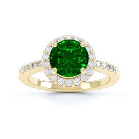 Halo 1ct Chrome Diopside Moissanite Halo 9ct Gold Promise Ring