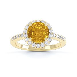 Halo 1ct Citrine Moissanite Halo 9ct Gold Promise Ring