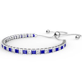 Princess Sapphire CZ Rhodium plated Silver Fiji Friendship Tennis Bracelet