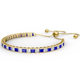 Princess Sapphire CZ 18ct Gold plated Silver Fiji Friendship Tennis Bracelet