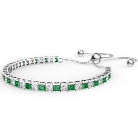 Princess Emerald Platinum plated Silver Fiji Friendship Tennis Bracelet