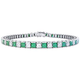 Princess Emerald 9ct White Gold Tennis Bracelet