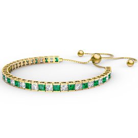 Princess Emerald CZ 18ct Gold plated Silver Fiji Friendship Tennis Bracelet