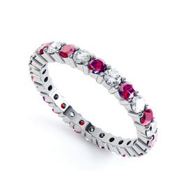 Promise Ruby Platinum plated Silver Full Eternity Ring 2.5mm Band
