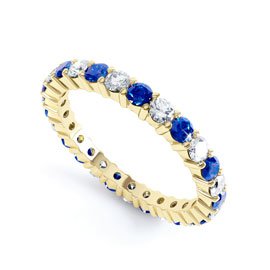 Promise Sapphire and Diamond 18ct Yellow Gold Full Eternity Ring 2.5mm Band