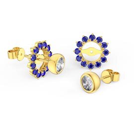 Infinity White Sapphire 18ct Gold Vermeil Stud Earrings Sapphire Halo Jacket Set