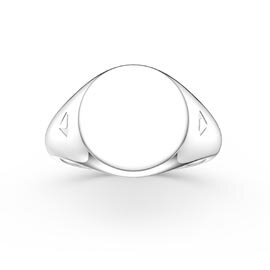 Round Platinum plated Silver Signet Ring