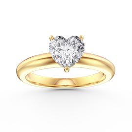 Unity 1ct Heart Diamond Solitaire 18ct Yellow Gold Engagement Ring