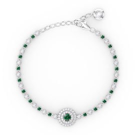Fusion Emerald Platinum plated Silver Tennis Bracelet