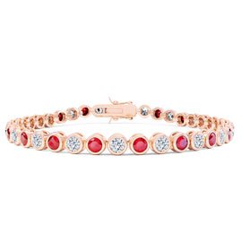 Infinity Ruby CZ 18ct Rose Gold Vermeil Tennis Bracelet