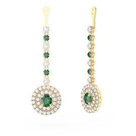 Fusion Emerald Halo 18ct Gold Vermeil Earrings Drops