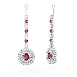 Fusion Ruby Halo Platinum plated Silver Earrings Drops
