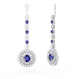 Fusion Sapphire Halo Platinum plated Silver Earrings Drops