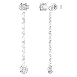 By the Yard White Sapphire Platinum plated Silver Stud and Drop Earrings Set