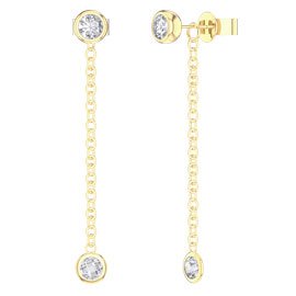 By the Yard White Sapphire 18ct Gold Vermeil Stud and Drop Earrings Set