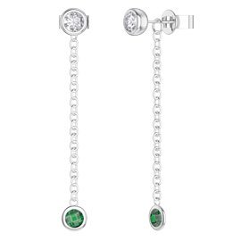 By the Yard Emerald Platinum plated Silver Stud and Drop Earrings Set