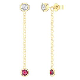 By the Yard Ruby 18ct Gold Vermeil Stud and Drop Earrings Set