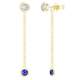 By the Yard Blue Sapphire 18ct Gold Vermeil Stud and Drop Earrings Set
