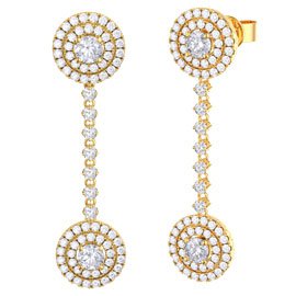 Fusion White Sapphire Halo 18ct Gold Vermeil Stud and Drop Earrings Set