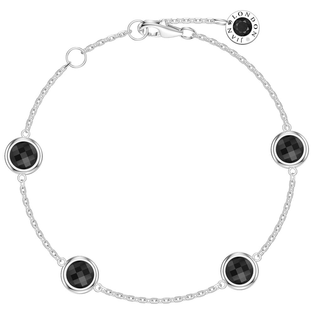 Onyx By the Yard Platinum plated Silver Bracelet