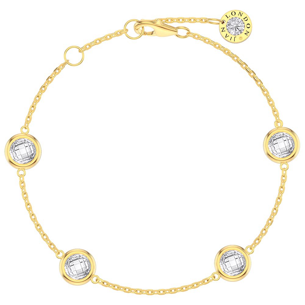 White Sapphire By the Yard 9ct Yellow Gold Bracelet