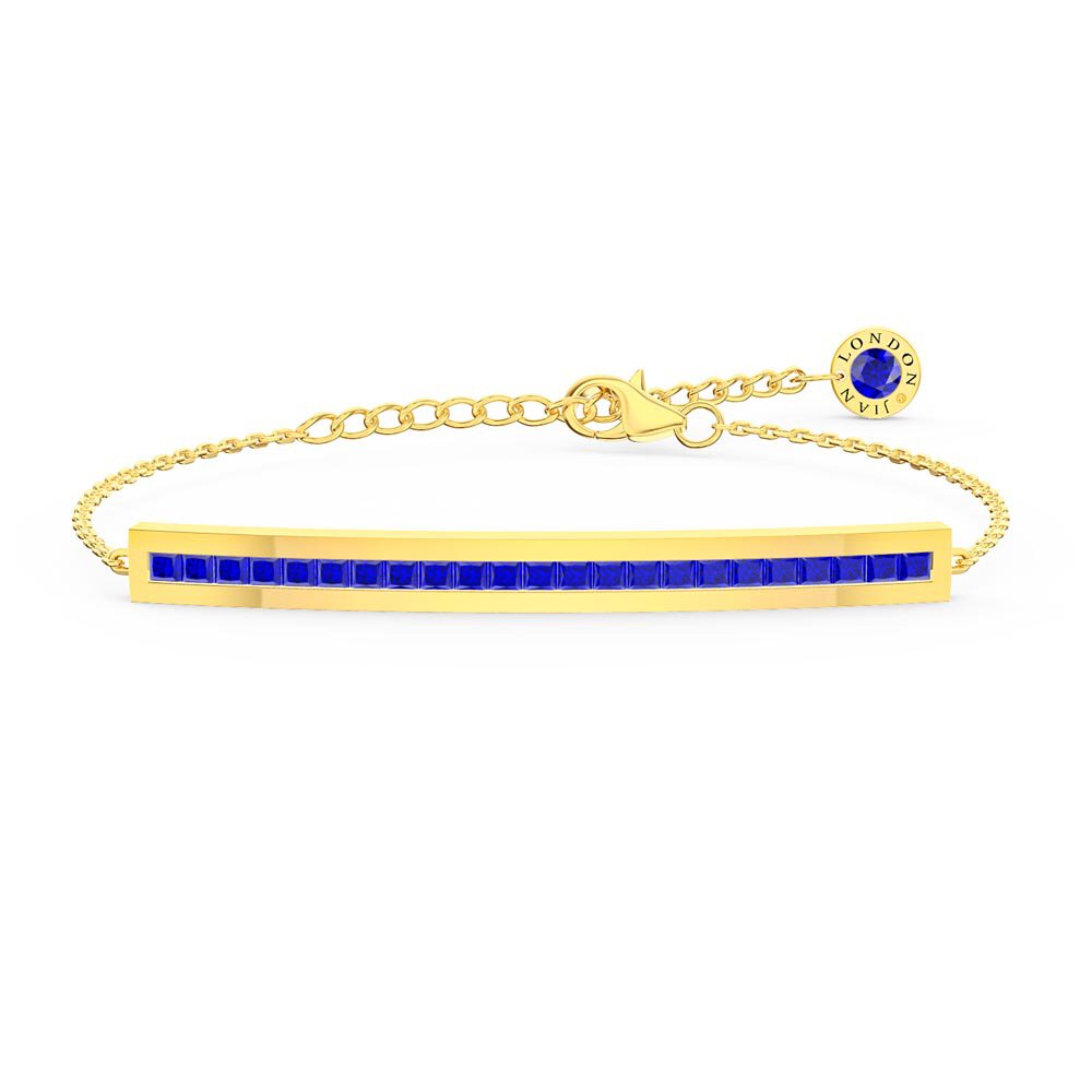 Princess Sapphire 9ct Yellow Gold Line Bracelet