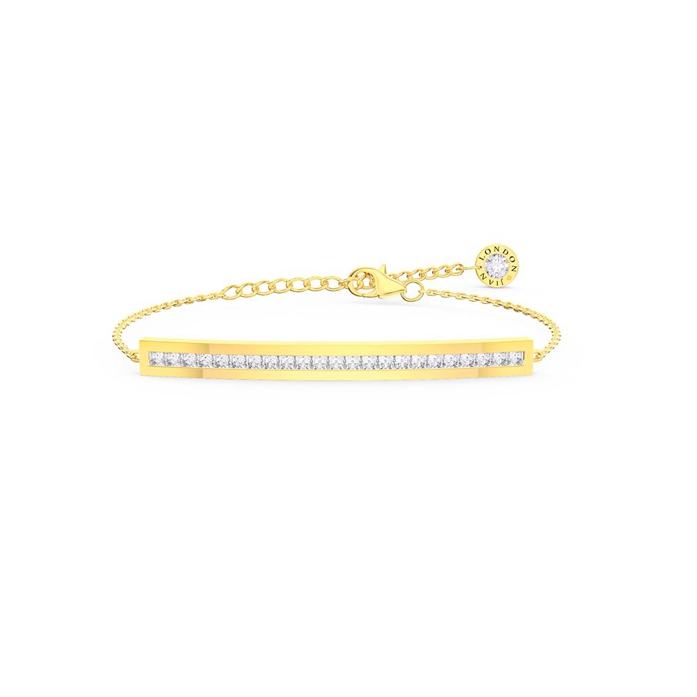 Princess White Sapphire 18ct Gold Vermeil Line Bracelet