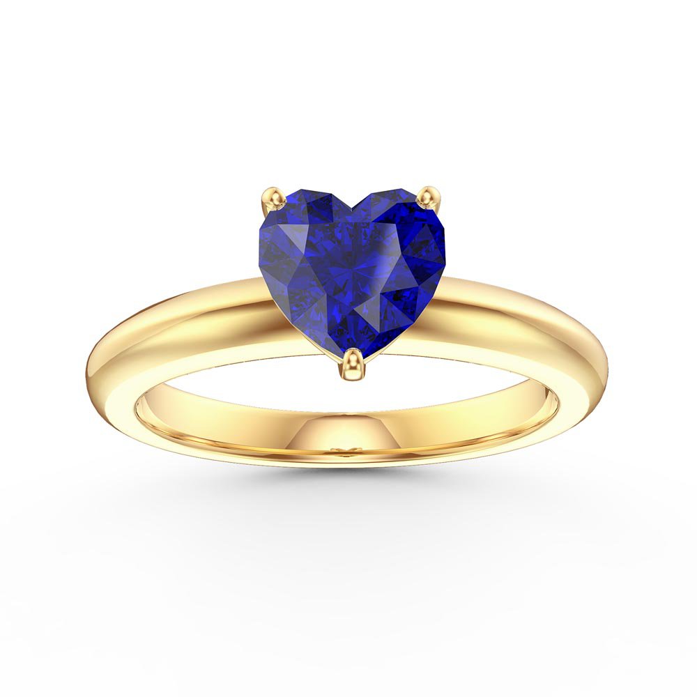 Unity 1ct Heart Blue Sapphire Solitaire 9ct Yelow Gold Proposal Ring