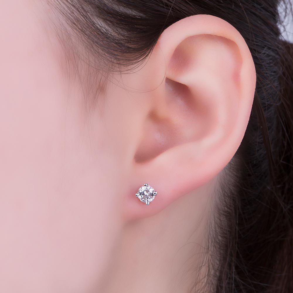 Fusion White Sapphire Platinum plated Silver Stud Earrings Halo Jacket Set #6