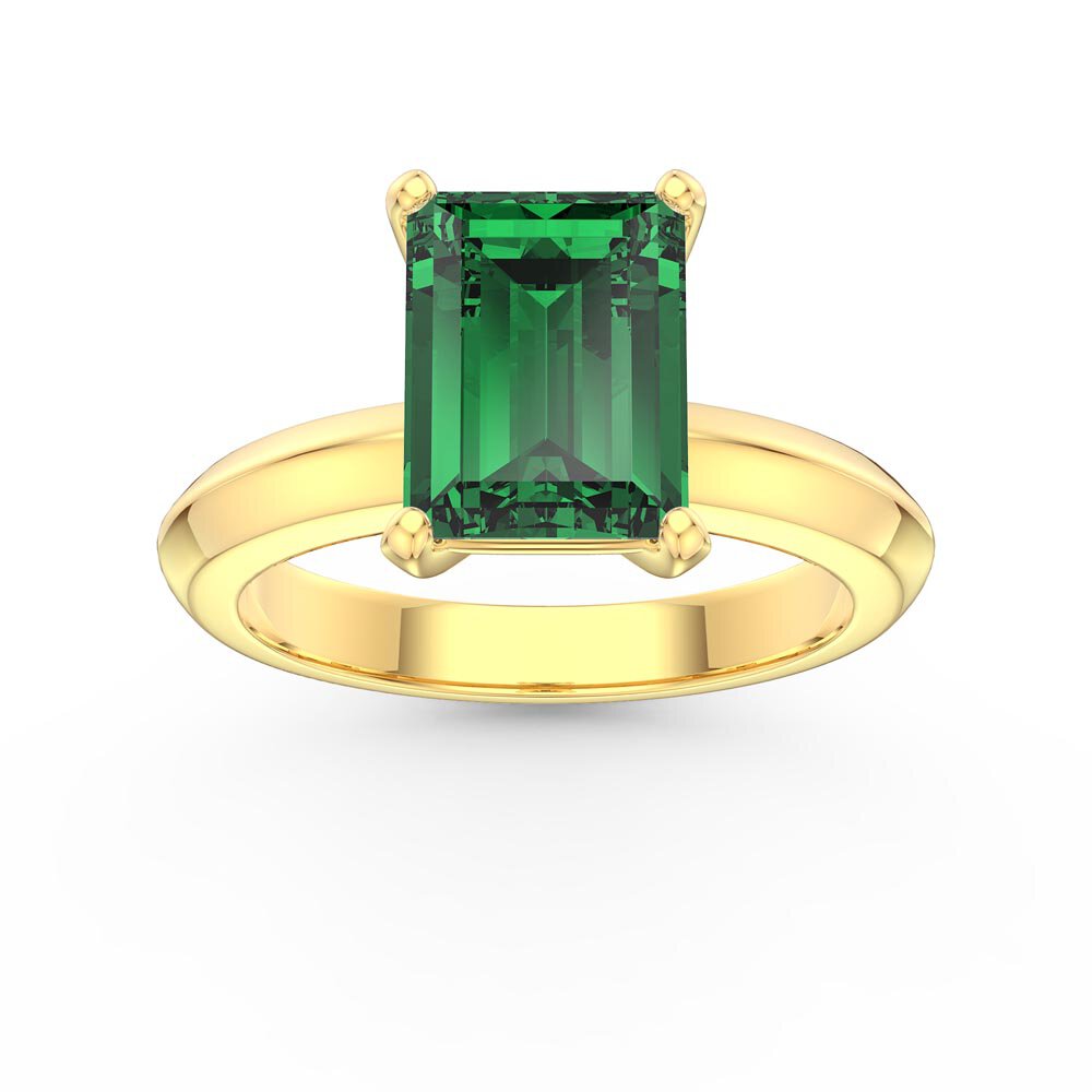 Unity 3ct Emerald Cut Emerald Solitaire 18ct Yellow Gold Proposal Ring