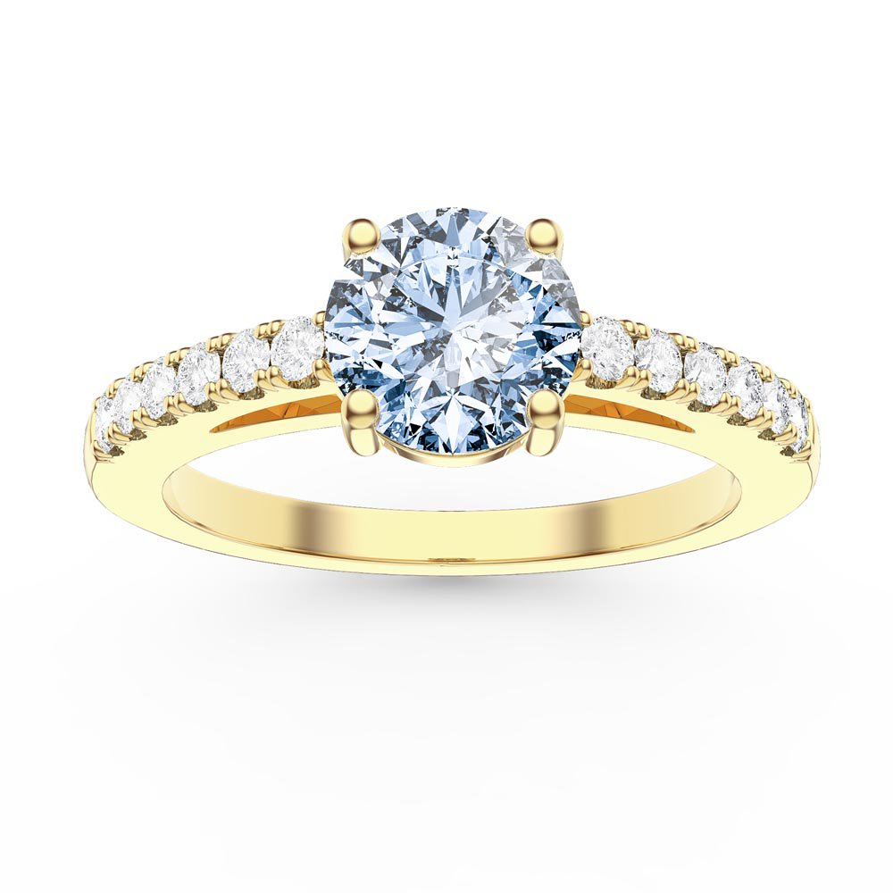 Unity 1ct Aquamarine Diamond Pave 18ct Yellow Gold Engagement Ring