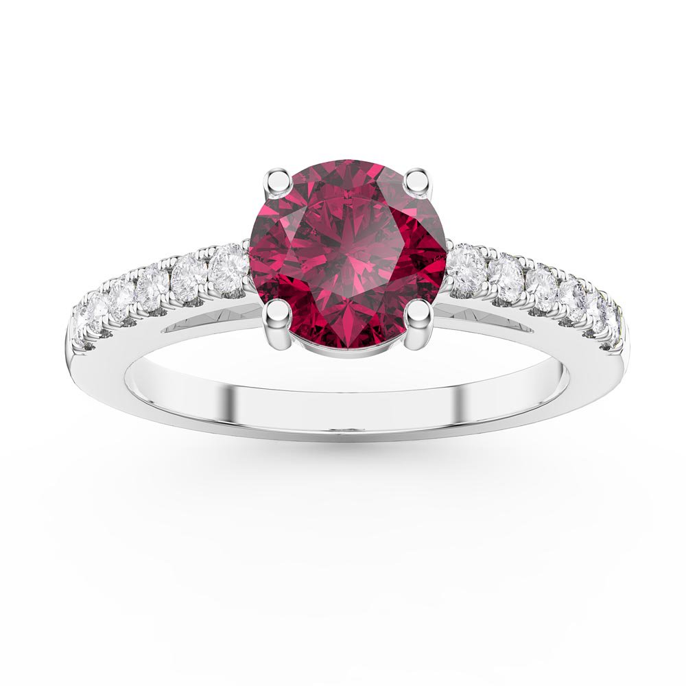 Unity 1ct Ruby Moissanite Pave 18ct White Gold Engagement Ring