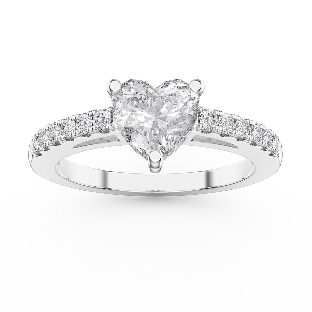 Unity 1ct Moissanite Heart Diamond Pave 18ct White Gold Engagement Ring
