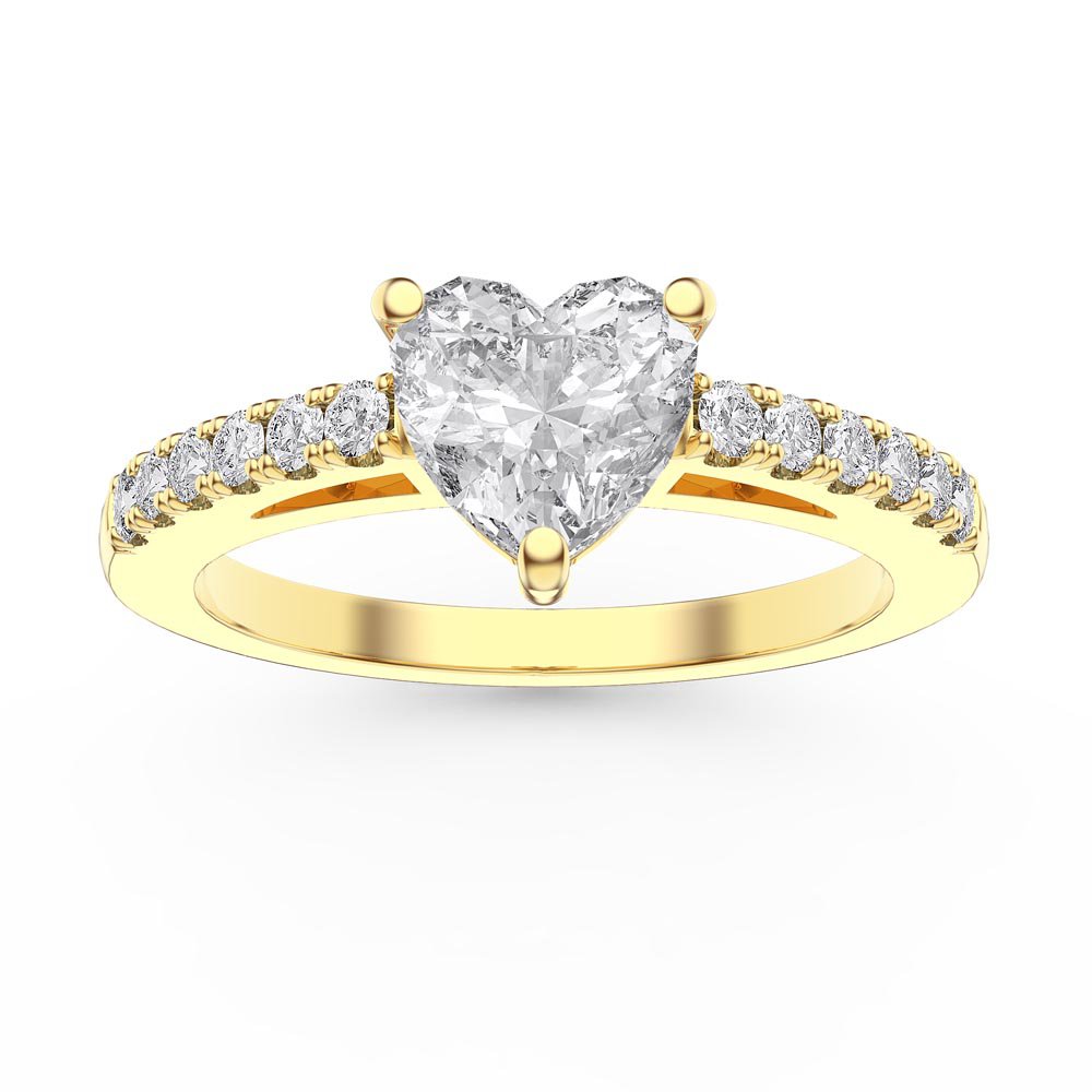 Unity 1ct Heart Moissanite Pave 18ct Yellow Gold Engagement Ring