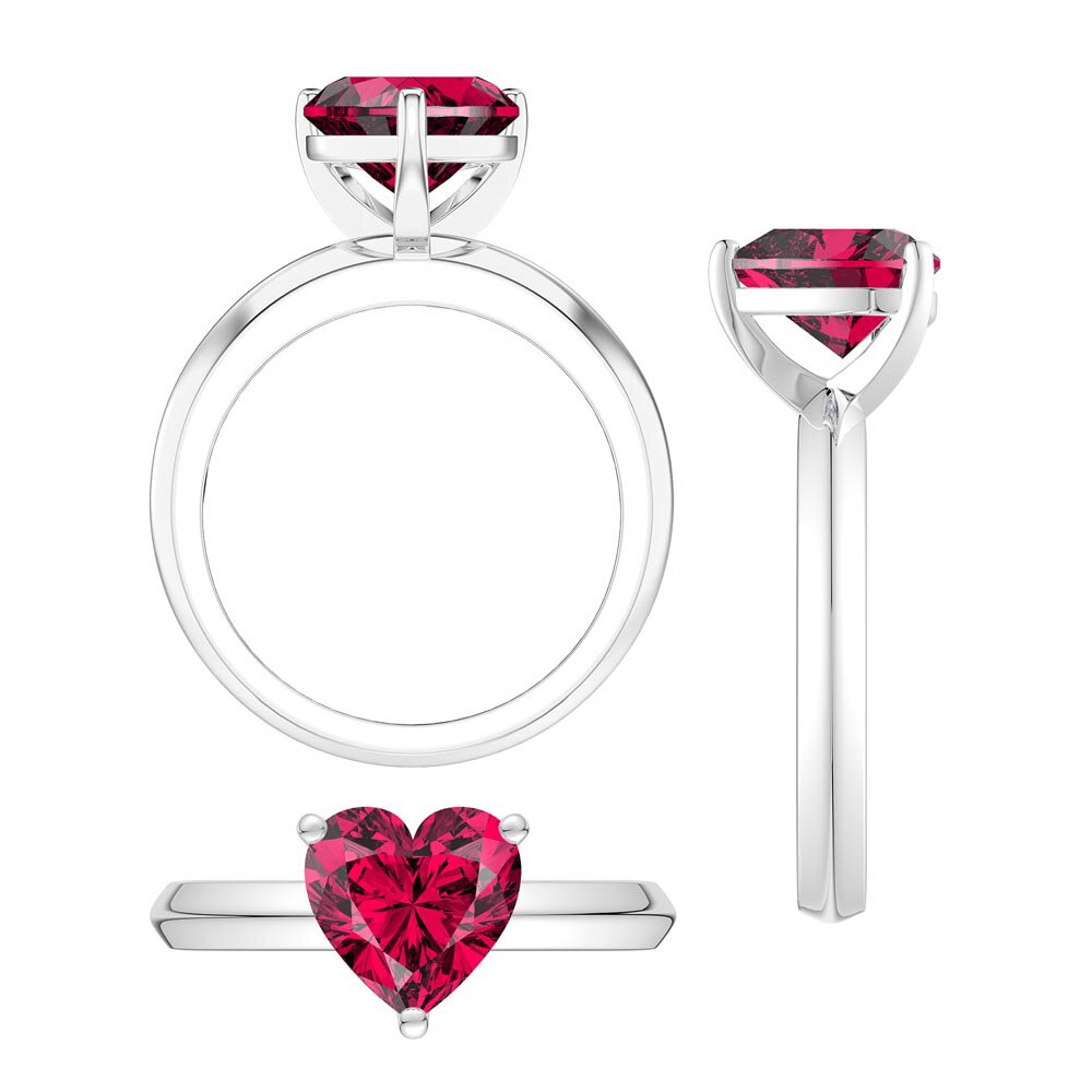 Unity 2ct Heart Ruby Solitaire 18ct White Gold Promise Ring #4