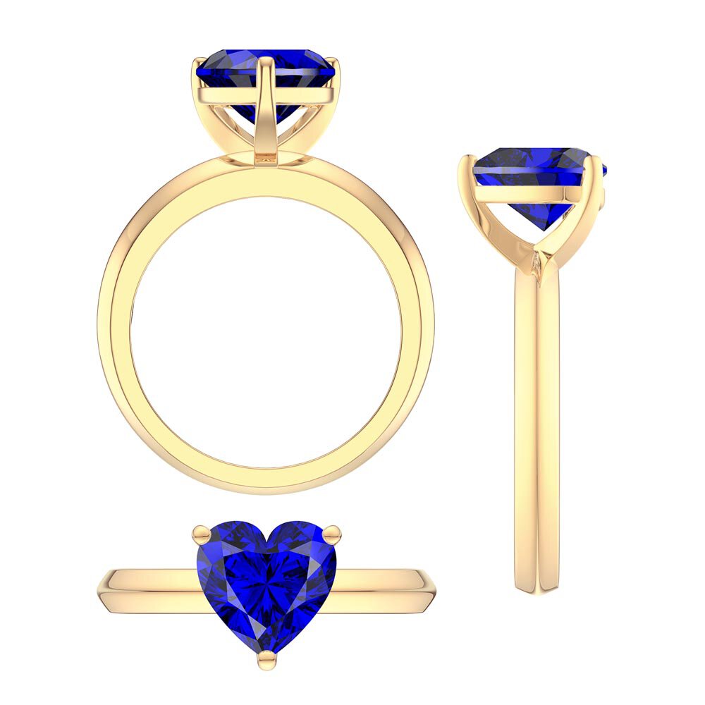 Unity 2ct Heart Blue Sapphire Solitaire 9ct Yellow Gold Proposal Ring #4