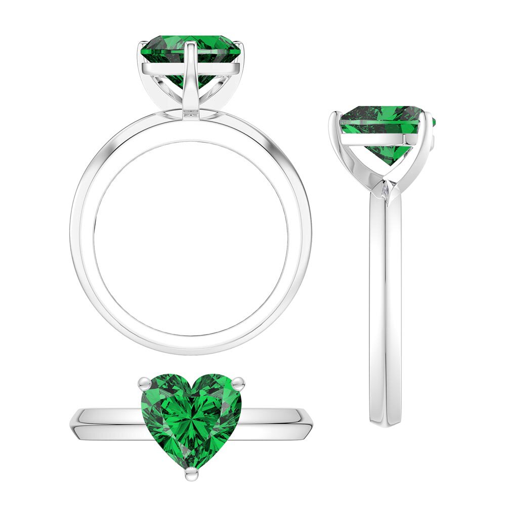 Unity 2ct Heart Emerald Solitaire Platinum Plated Silver Promise Ring #4