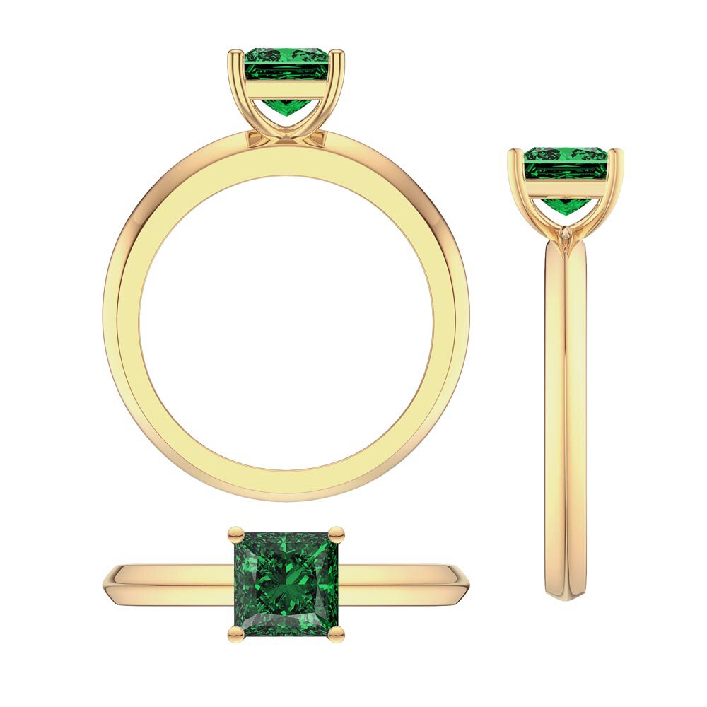 Unity 1ct Princess Emerald 9ct Yellow Gold Proposal Ring #4