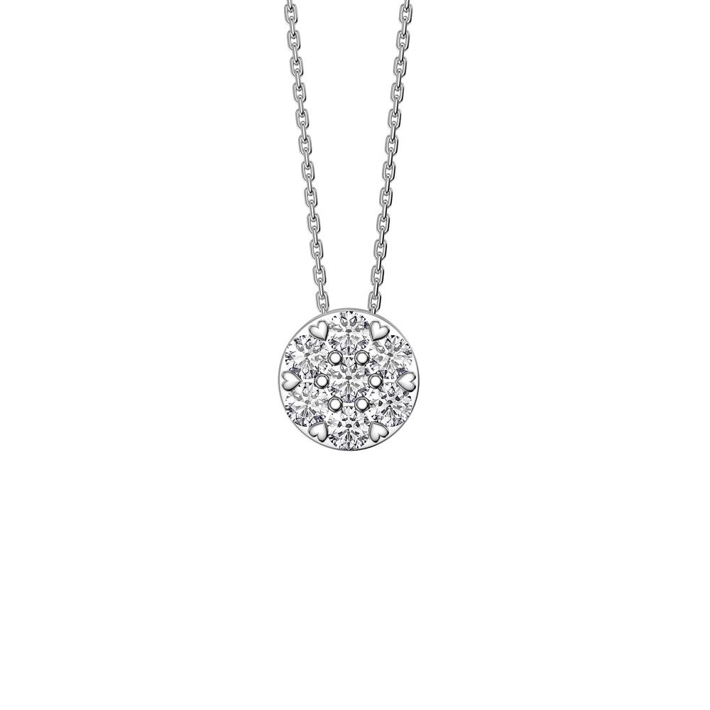 Infinity Pave White Sapphire Halo Platinum plated Silver Pendant
