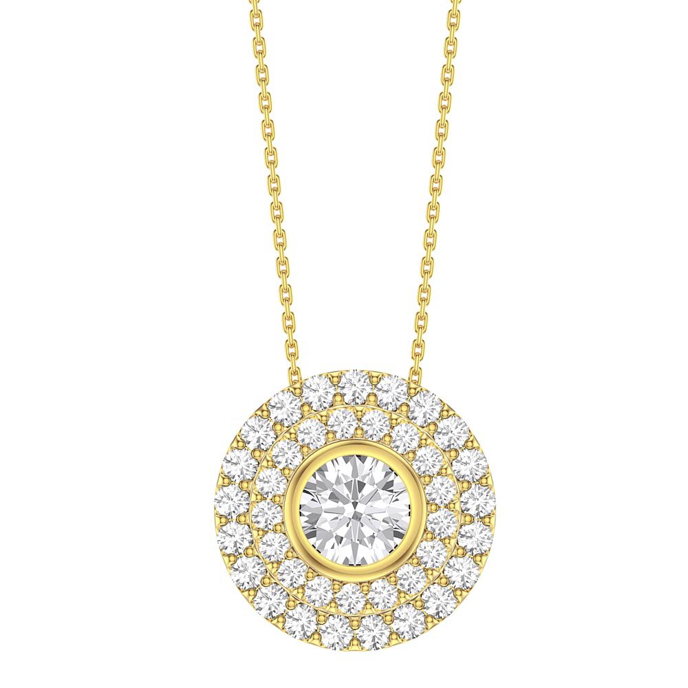 Infinity White Sapphire Solitaire and Halo 18ct Gold Vermeil Pendant Max Set