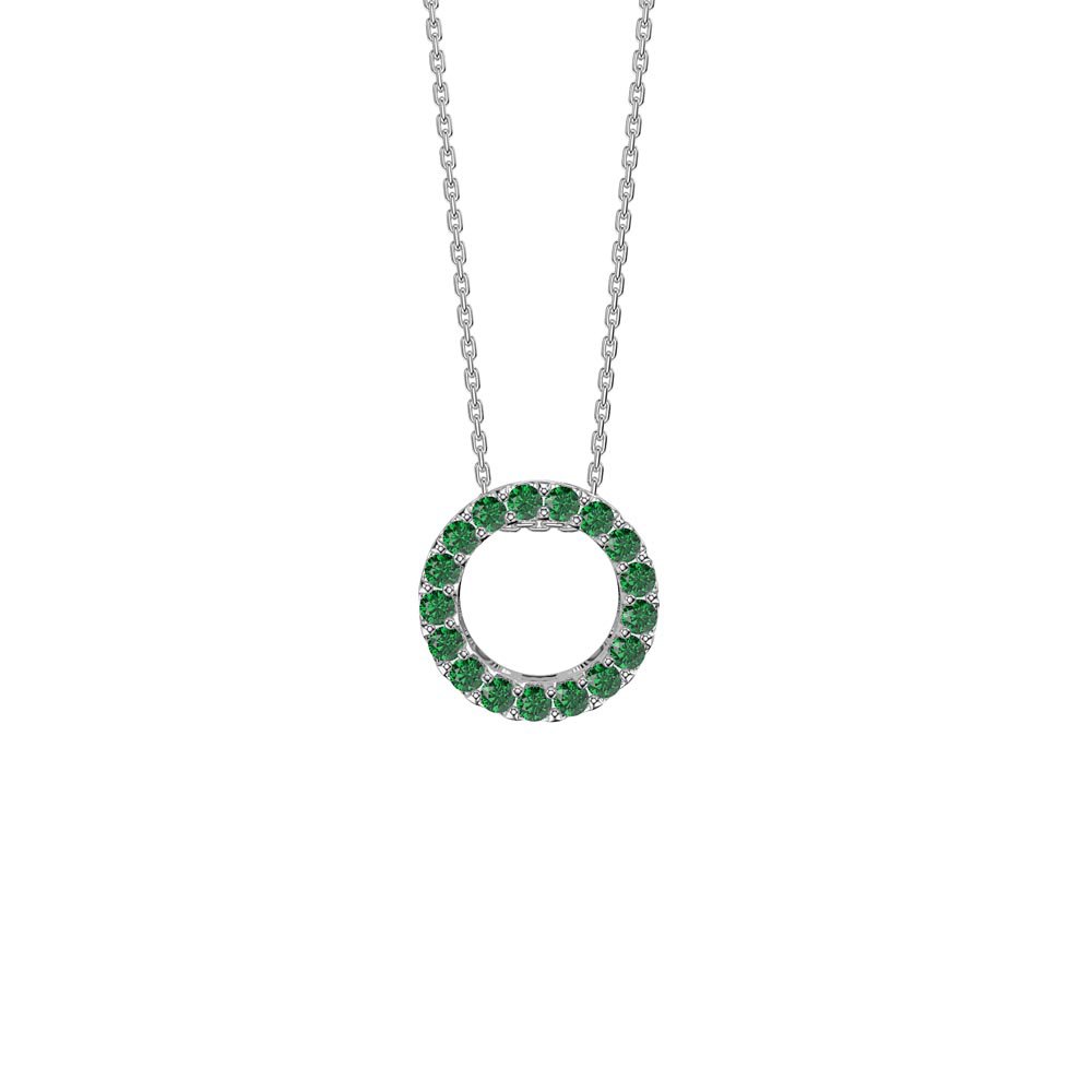 Infinity Emerald Solitaire and Halo Platinum plated Silver Pendant Max Set #3