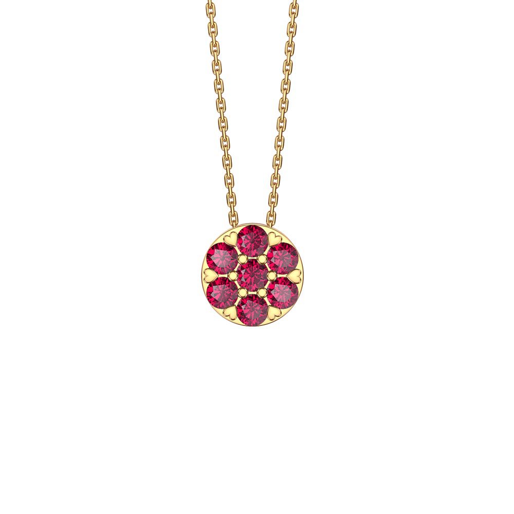 Infinity Ruby Pave and Halo 18ct Gold Vermeil Pendant Set #3