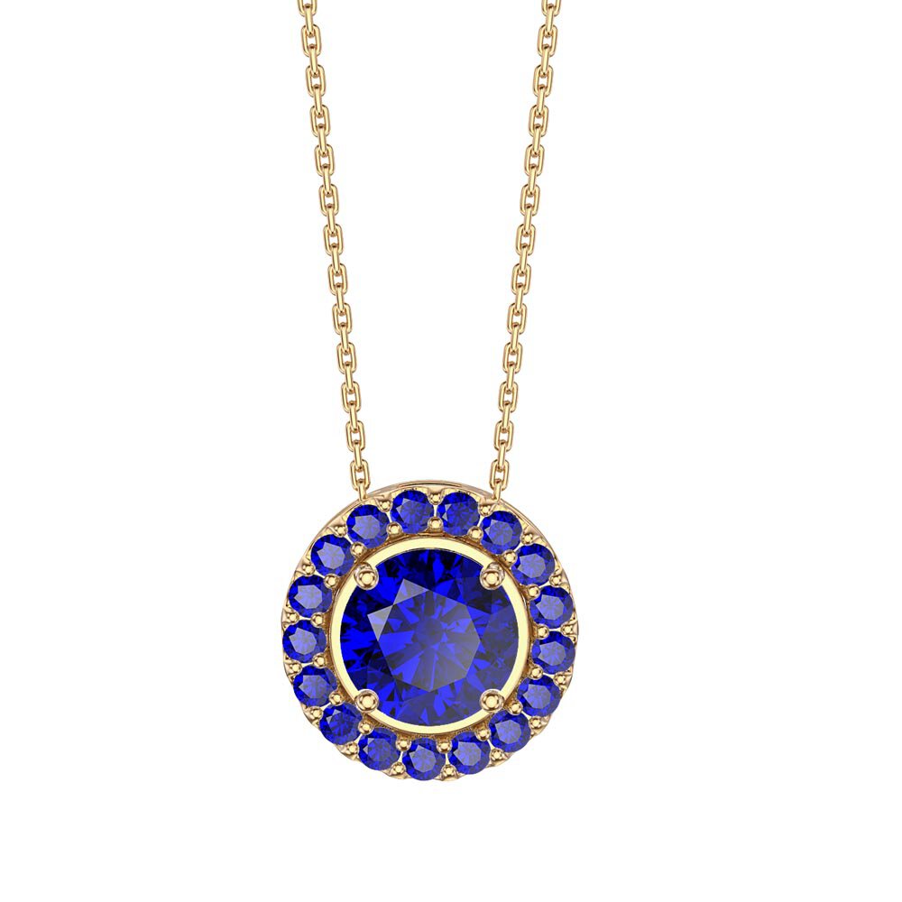 Infinity Sapphire Solitaire and Halo 18ct Gold Vermeil Pendant Set