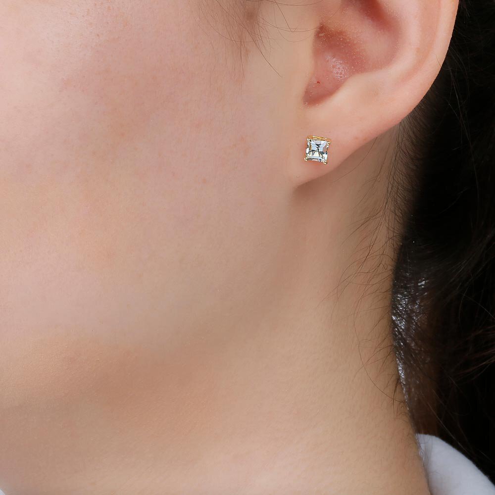 Charmisma 1ct White Sapphire 18ct Gold Vermeil Princess Stud Earrings #2