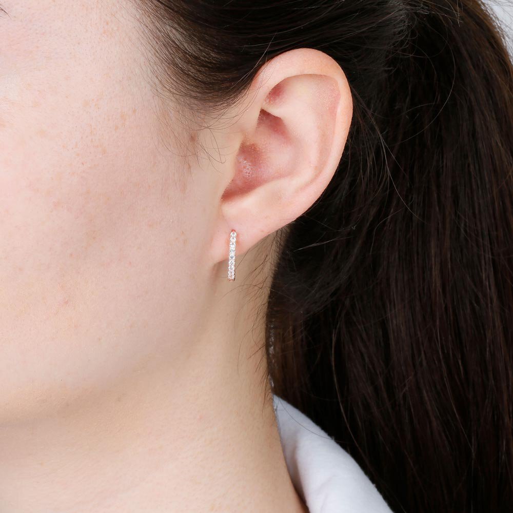 Charmisma White Sapphire 18ct Rose Gold Vermeil Hoop Earrings Small #2